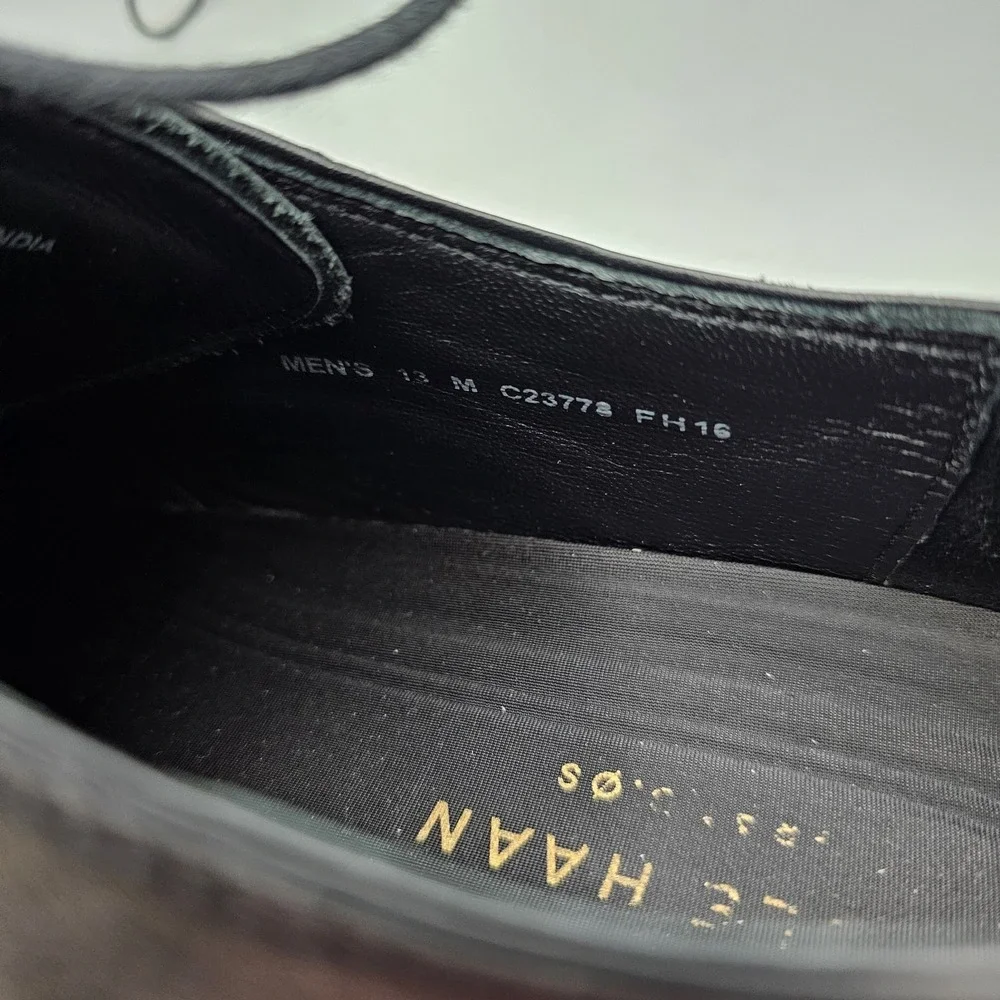 Cole Haan Men's Size 13 M US Grand OS Black Leather Apron Split Toe Oxford Shoes